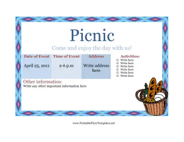 Flyer Template Picnic Printable Template