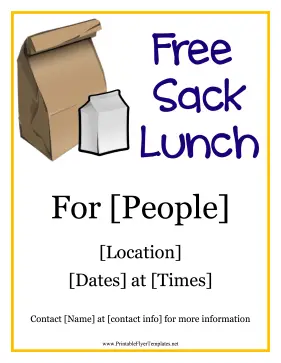 Free Sack Lunch Printable Template