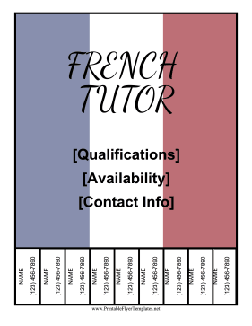 French Tutor Flyer Printable Template