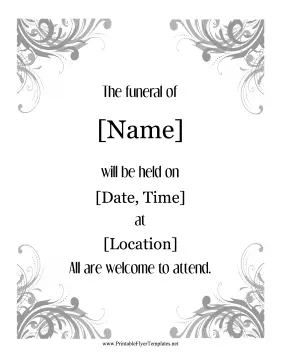 Funeral Announcement Flyer Printable Template