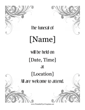 Funeral Announcement Flyer Printable Template