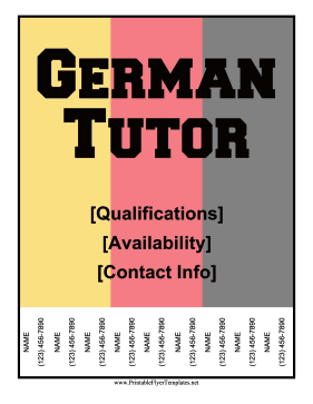 German Tutor Flyer Printable Template