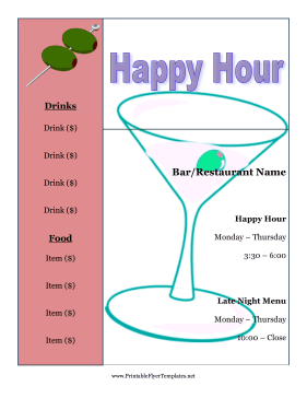 Happy Hour Flyer Printable Template