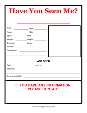 Have You Seen Me Flyer Printable Template