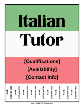 Italian Tutor Flyer Printable Template