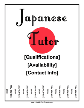 Japanese Tutor Flyer Printable Template