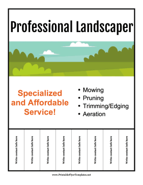 Landscaper Tear-Off Tabs Printable Template