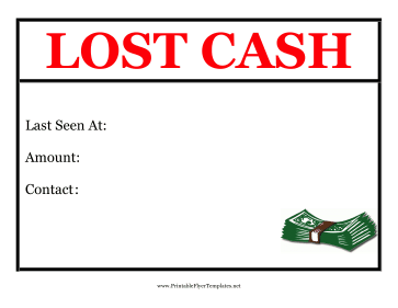 Lost Cash Flyer Printable Template