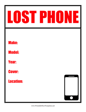 Lost Cell Phone Flyer Printable Template