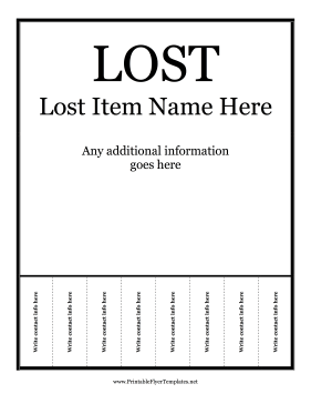 Lost Flyer Printable Template