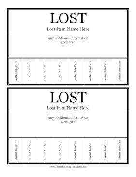 Lost Flyer 2 Per Page Printable Template