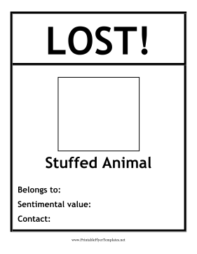 Lost Stuffed Animal Flyer Printable Template