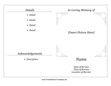 Memorial Service Pamphlet Printable Template