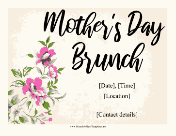 Mothers Day Brunch Flyer Printable Template
