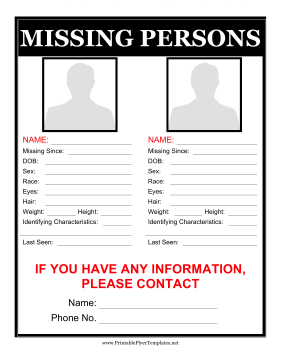 Multiple Missing Persons Flyer Printable Template