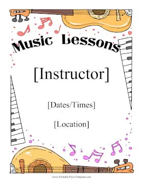 Music Lessons Printable Template