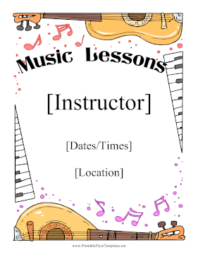 Music Lessons Printable Template