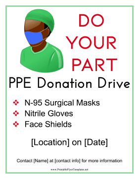 PPE Donation Drive Printable Template