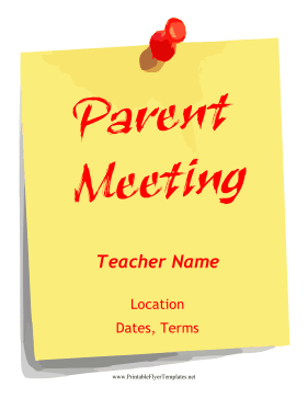 Parent Meeting Flyer Printable Template