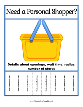 Personal Shopper Tear-Off Flyer Printable Template