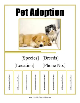 Pet Adoption Flyer Printable Template