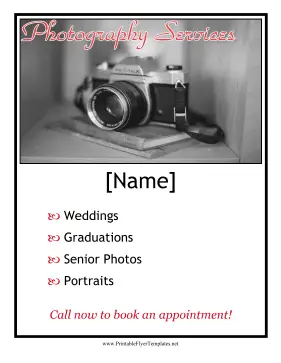 Photography Services Flyer Printable Template