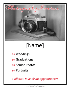 Photography Services Flyer Printable Template