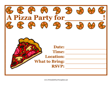 Pizza Party Flyer Printable Template