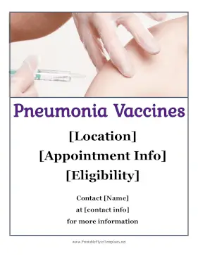 Pneumonia Vaccines Printable Template