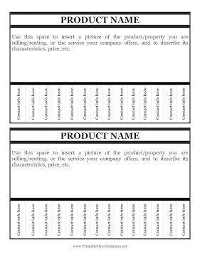 Product Flyer With Tabs 2 Per Page Printable Template