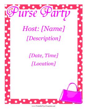 Purse Home Party Flyer Printable Template