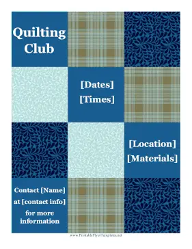 Quilting Club Printable Template