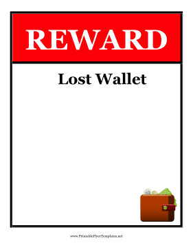 Reward Lost Wallet Flyer Printable Template