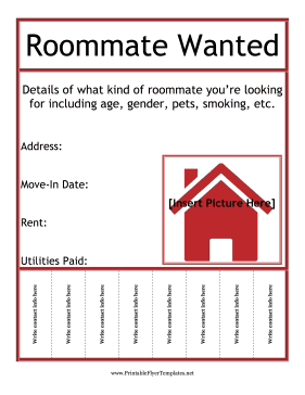 Roommate Wanted Flyer Printable Template
