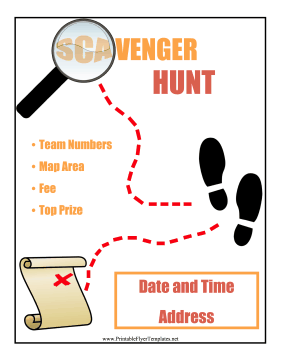 Scavenger Hunt Flyer Printable Template