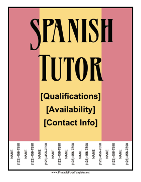 Spanish Tutor Flyer Printable Template