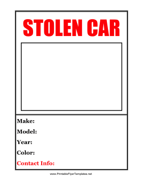 Stolen Car Flyer Printable Template