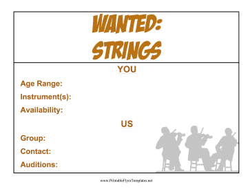 Strings Wanted Flyer Printable Template