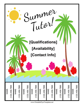 Summer Tutor Flyer Printable Template