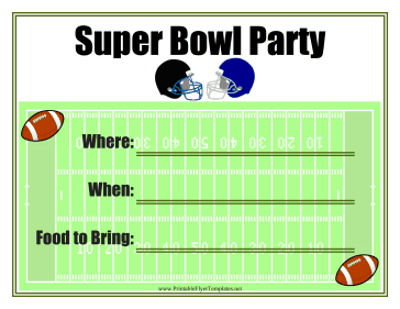 Super Bowl Party Flyer Printable Template