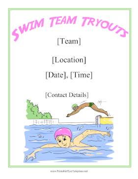 Swim Team Tryouts Printable Template