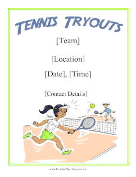 Tennis Tryouts Printable Template