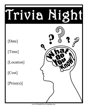 Trivia Night Flyer Printable Template