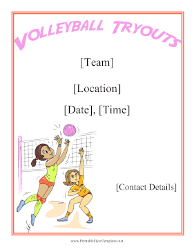 Volleyball Tryouts Printable Template