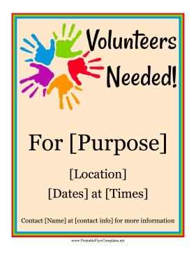 Volunteers Needed Printable Template