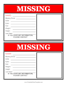 Missing Person Flyer 2 Per Page Printable Template